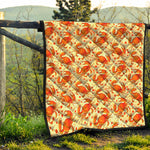 Orange Crab Pattern Print Quilt