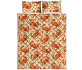 Orange Crab Pattern Print Quilt Bed Set