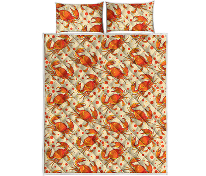 Orange Crab Pattern Print Quilt Bed Set