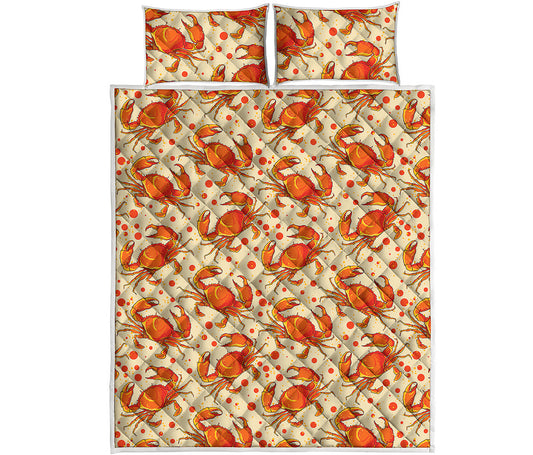 Orange Crab Pattern Print Quilt Bed Set