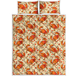 Orange Crab Pattern Print Quilt Bed Set
