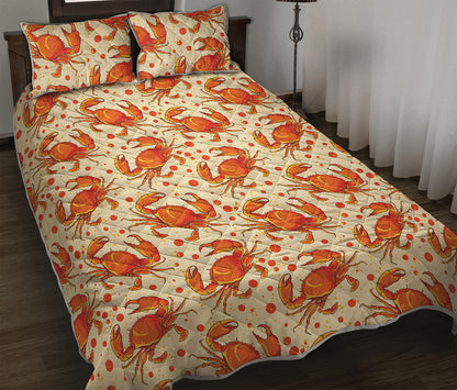 Orange Crab Pattern Print Quilt Bed Set