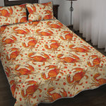 Orange Crab Pattern Print Quilt Bed Set