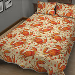 Orange Crab Pattern Print Quilt Bed Set