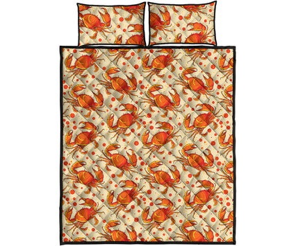 Orange Crab Pattern Print Quilt Bed Set