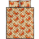 Orange Crab Pattern Print Quilt Bed Set