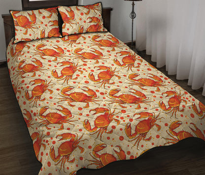 Orange Crab Pattern Print Quilt Bed Set