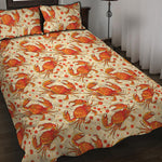Orange Crab Pattern Print Quilt Bed Set