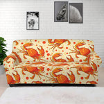 Orange Crab Pattern Print Sofa Cover