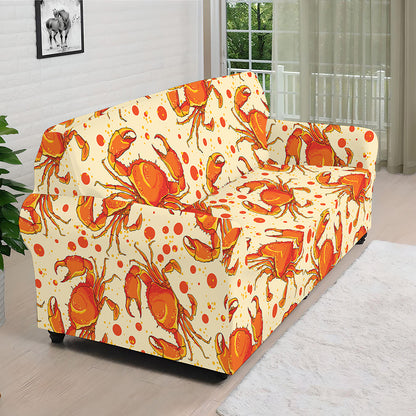 Orange Crab Pattern Print Sofa Cover