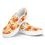 Orange Crab Pattern Print White Slip On Shoes