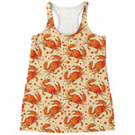 Orange Crab Pattern Print Women's Racerback Tank Top