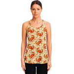 Orange Crab Pattern Print Women's Racerback Tank Top