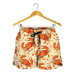 Orange Crab Pattern Print Women's Shorts