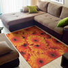 Orange Daisy Flower Print Area Rug