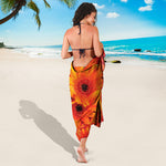 Orange Daisy Flower Print Beach Sarong Wrap