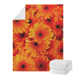 Orange Daisy Flower Print Blanket