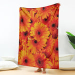 Orange Daisy Flower Print Blanket