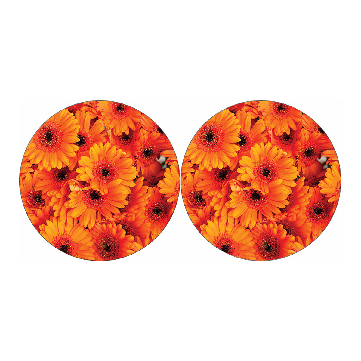 Orange Daisy Flower Print Car Coasters