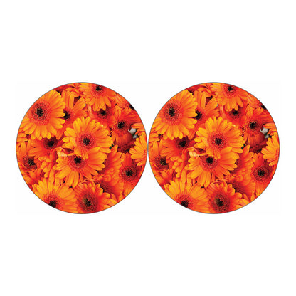 Orange Daisy Flower Print Car Coasters