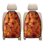 Orange Daisy Flower Print Car Seat Organizers