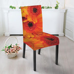 Orange Daisy Flower Print Dining Chair Slipcover
