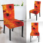 Orange Daisy Flower Print Dining Chair Slipcover
