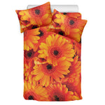 Orange Daisy Flower Print Duvet Cover Bedding Set