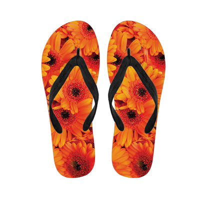 Orange Daisy Flower Print Flip Flops