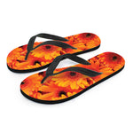 Orange Daisy Flower Print Flip Flops