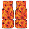 Orange Daisy Flower Print Front and Back Car Floor Mats