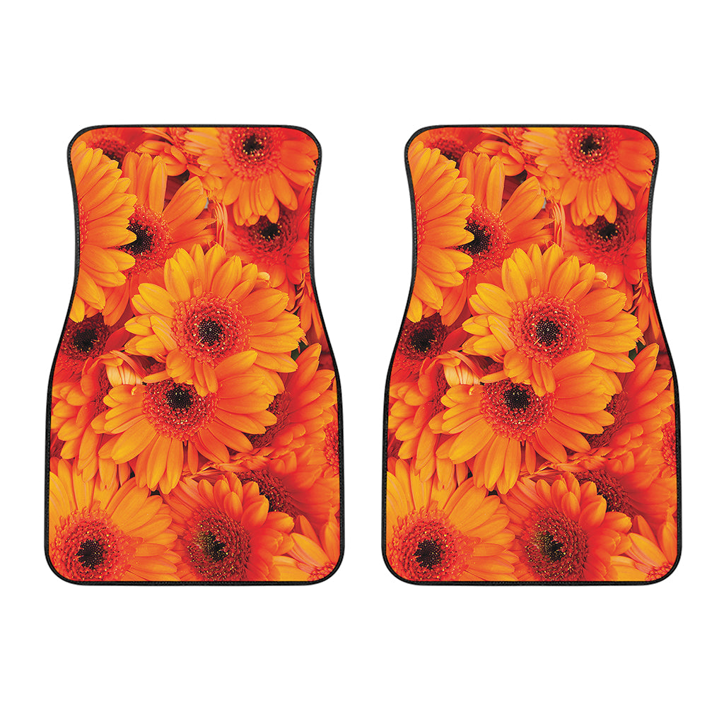 Orange Daisy Flower Print Front Car Floor Mats