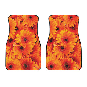 Orange Daisy Flower Print Front Car Floor Mats