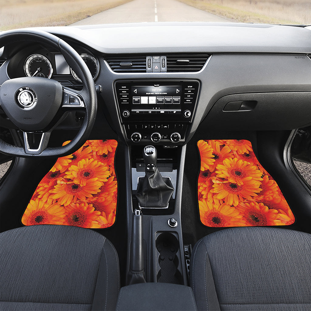 Orange Daisy Flower Print Front Car Floor Mats