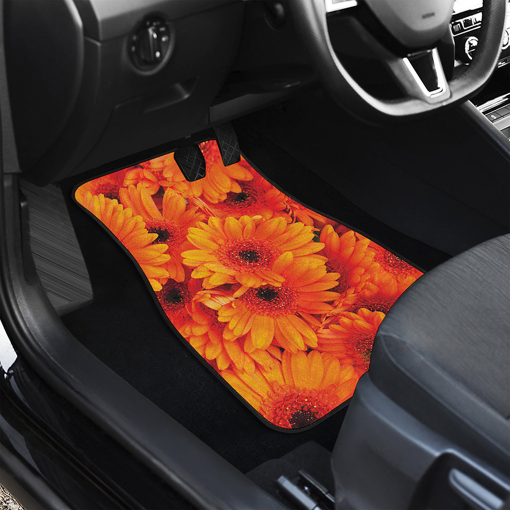 Orange Daisy Flower Print Front Car Floor Mats