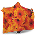 Orange Daisy Flower Print Hooded Blanket