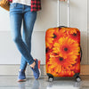 Orange Daisy Flower Print Luggage Cover