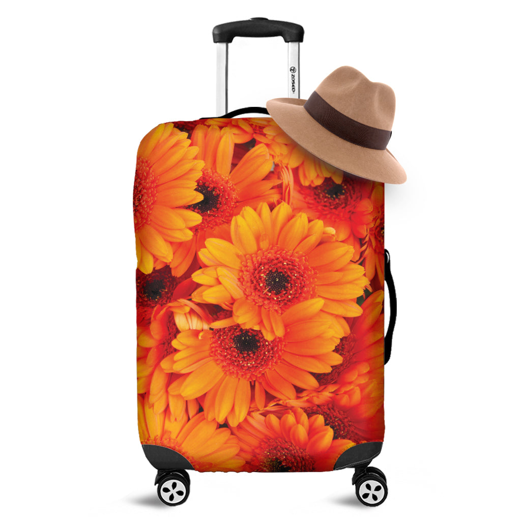 Orange Daisy Flower Print Luggage Cover