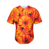 Orange Daisy Flower Print Men's Baseball Jersey