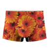 Orange Daisy Flower Print Men's Boxer Briefs