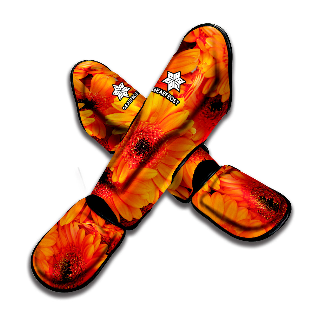 Orange Daisy Flower Print Muay Thai Shin Guard
