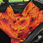 Orange Daisy Flower Print Pet Car Back Seat Cover