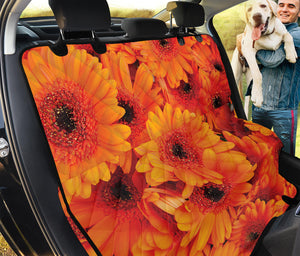 Orange Daisy Flower Print Pet Car Back Seat Cover