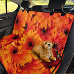 Orange Daisy Flower Print Pet Car Back Seat Cover