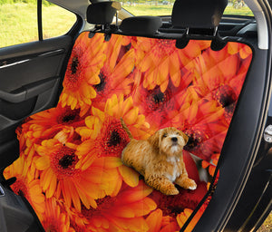 Orange Daisy Flower Print Pet Car Back Seat Cover