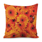 Orange Daisy Flower Print Pillow Cover