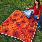 Orange Daisy Flower Print Quilt