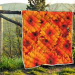 Orange Daisy Flower Print Quilt