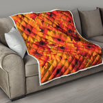 Orange Daisy Flower Print Quilt