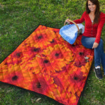Orange Daisy Flower Print Quilt